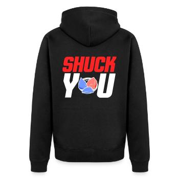 Lustiges Cornhole Corn Hole - Unisex Premium Bio Zip Hoodie - Schwarz - Hinten - Nico (187cm)