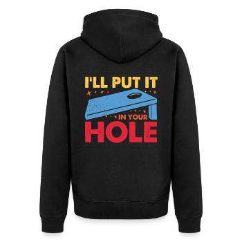 Funny Cornhole Corn Hole - Unisex Premium Organic Zip Hoodie - black - Back - Nico (187cm)
