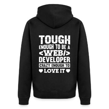 Web Developer Web Developer - Unisex Premium Organic Zip Hoodie - black - Back - Nico (187cm)