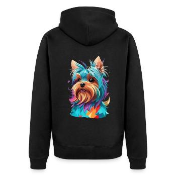 Der Yorkshire Terrier Polygon Hund Kunst Hunde - Unisex Premium Bio Zip Hoodie - Schwarz - Hinten - Nico (187cm)