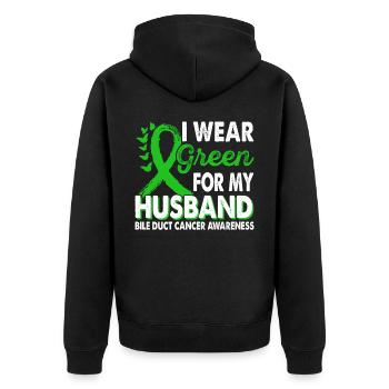 Wear green for Awareness Month for - Unisex Premium Organic Zip Hoodie - black - Back - Nico (187cm)