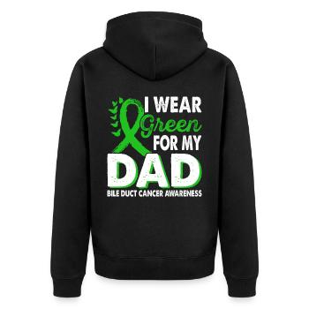 Wear green for daddy's bile duct cancer - Unisex Premium Organic Zip Hoodie - black - Back - Nico (187cm)
