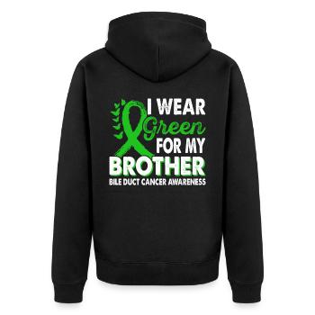 Wear green for Enlightenment Month - Unisex Premium Organic Zip Hoodie - black - Back - Nico (187cm)