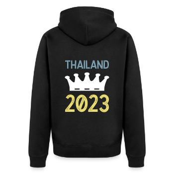 Thailand 2023 Krona - Unisex Premium Organic Zip Hoodie - black - Back - Nico (187cm)