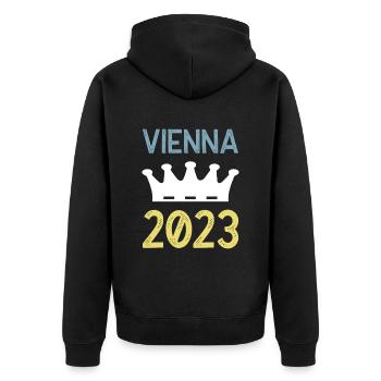 Vienna 2023 Wien Krone - Unisex Premium Organic Zip Hoodie - black - Back - Nico (187cm)