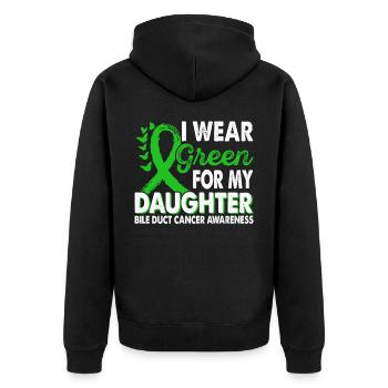 Wear green for Awareness Month for - Unisex Premium Organic Zip Hoodie - black - Back - Nico (187cm)
