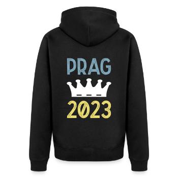 Prag 2023 Krone - Unisex Premium Bio Zip Hoodie - Schwarz - Hinten - Nico (187cm)