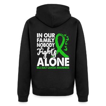 No one fights bile duct cancer alone - Unisex Premium Organic Zip Hoodie - black - Back - Nico (187cm)