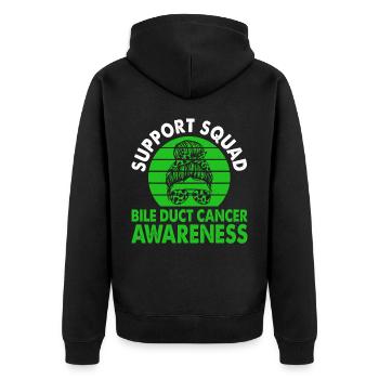 Support Squad Bile Duct Cancer Awareness Month - Unisex Premium Organic Zip Hoodie - black - Back - Nico (187cm)