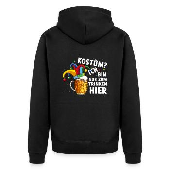 Kostüm? Ich bin nur zum Trinken hier - Unisex Premium Bio Zip Hoodie - Schwarz - Hinten - Nico (187cm)