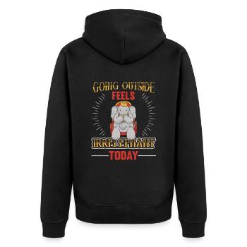 Nach Draußen Zu Gehen, Fühlt Sich Heute Faul An - Unisex Premium Bio Zip Hoodie - Schwarz - Hinten - Nico (187cm)