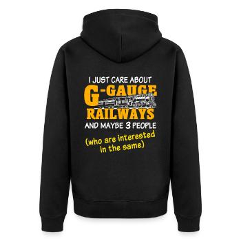 Garteneisenbahn Modelleisenbahn Spur G - Unisex Premium Bio Zip Hoodie - Schwarz - Hinten - Nico (187cm)