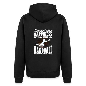 Handball - Unisex Premium Organic Zip Hoodie - black - Back - Nico (187cm)