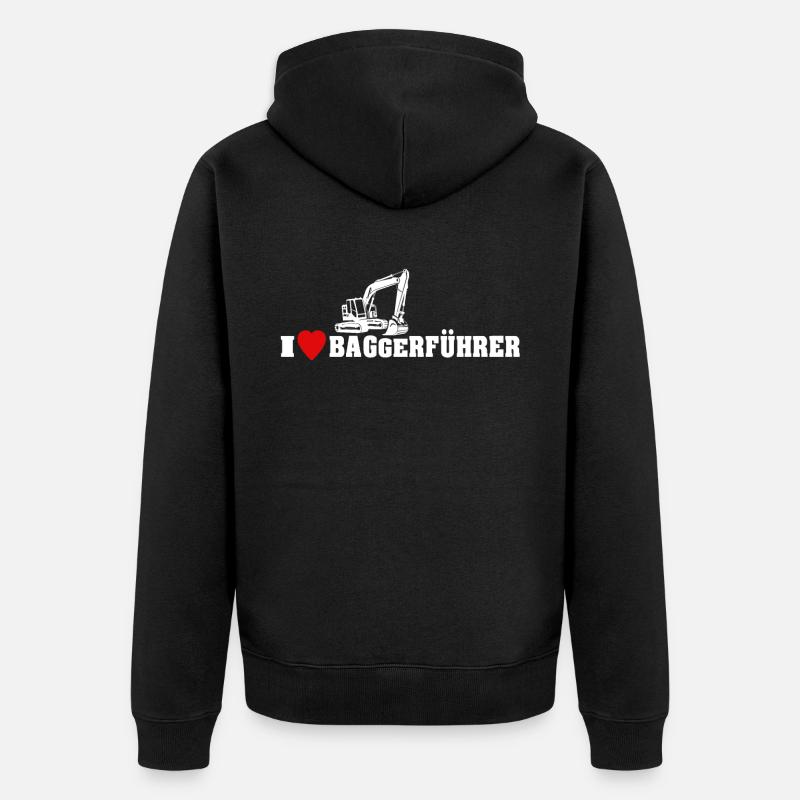 Bagger Ich Liebe Baggerfahrer - Unisex Premium Bio Zip Hoodie - Schwarz