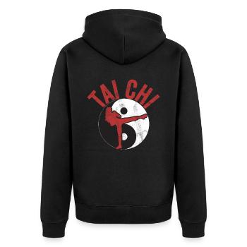 Tai Chi Kampfkunst Spruch Qigong Kampfsportler - Unisex Premium Bio Zip Hoodie - Schwarz - Hinten - Nico (187cm)