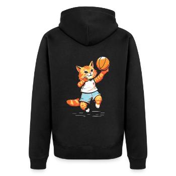 Basketball Cat Basketball Player I Love Basketball - Unisex Premium Organic Zip Hoodie - black - Back - Nico (187cm)