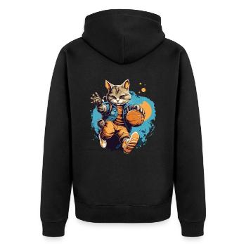 Basketball Cat Basketball Player I Love Basketball - Unisex Premium Organic Zip Hoodie - black - Back - Nico (187cm)
