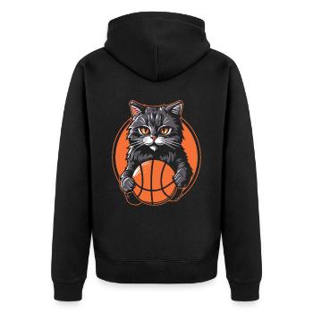 Basketball Cat Basketball Player I Love Basketball - Unisex Premium Organic Zip Hoodie - black - Back - Nico (187cm)