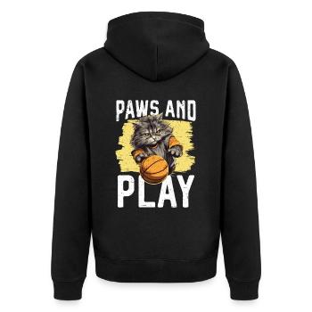 Basketball Cat Basketball Player I Love Basketball - Unisex Premium Organic Zip Hoodie - black - Back - Nico (187cm)