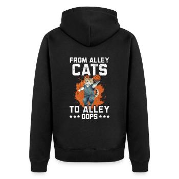 Basketball Cat Basketball Player I Love Basketball - Unisex Premium Organic Zip Hoodie - black - Back - Nico (187cm)