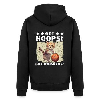 Basketball Cat Basketball Player I Love Basketball - Unisex Premium Organic Zip Hoodie - black - Back - Nico (187cm)