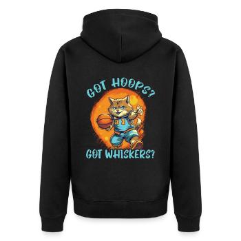 Basketball Cat Basketball Player I Love Basketball - Unisex Premium Organic Zip Hoodie - black - Back - Nico (187cm)