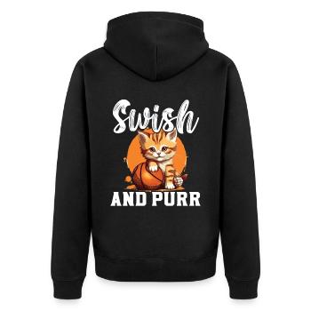 Basketball Cat Basketball Player I Love Basketball - Unisex Premium Organic Zip Hoodie - black - Back - Nico (187cm)