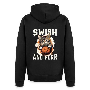 Basketball Cat Basketball Player I Love Basketball - Unisex Premium Organic Zip Hoodie - black - Back - Nico (187cm)