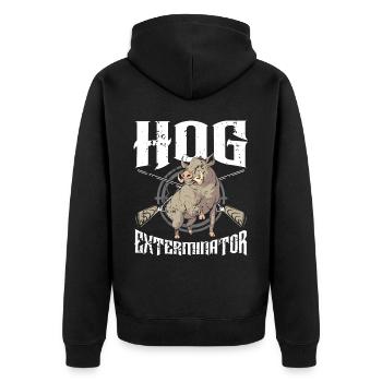 Hog Exterminator Wildschwein Wildschwein Jäger Hog - Unisex Premium Bio Zip Hoodie - Schwarz - Hinten - Nico (187cm)