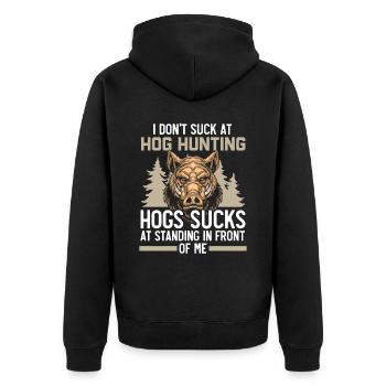 I'm not bad at pig hunting pig - Unisex Premium Organic Zip Hoodie - black - Back - Nico (187cm)