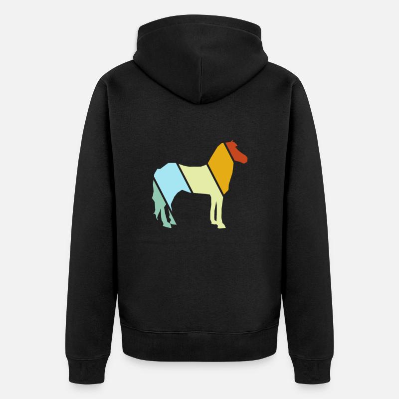 Pferd Retro - Unisex Premium Bio Zip Hoodie - Schwarz