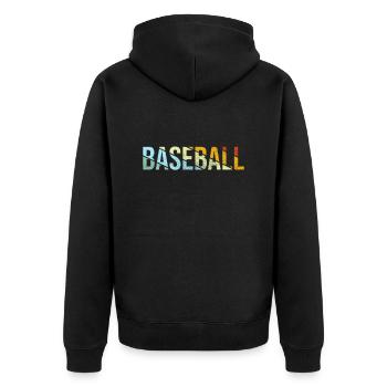 Baseball Retro - Unisex Premium Bio Zip Hoodie - Schwarz - Hinten - Nico (187cm)