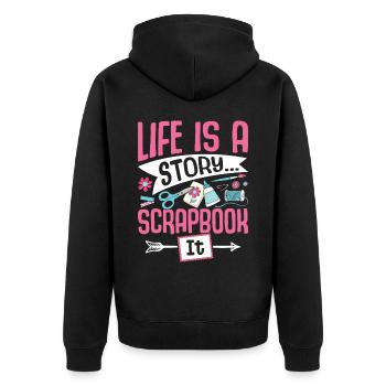 Scrapbooking Scrapbooker - Unisex Premium Bio Zip Hoodie - Schwarz - Hinten - Nico (187cm)