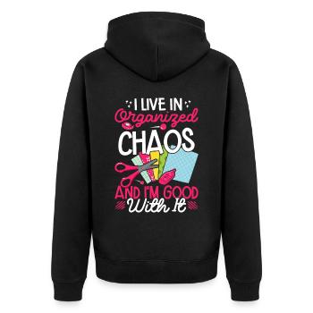 Scrapbooking Scrapbooker - Unisex Premium Bio Zip Hoodie - Schwarz - Hinten - Nico (187cm)