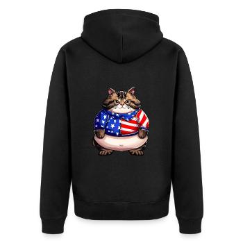 Chat drapeau américain - Veste à capuche bio Premium Unisexe - noir - Dos - Nico (187cm)