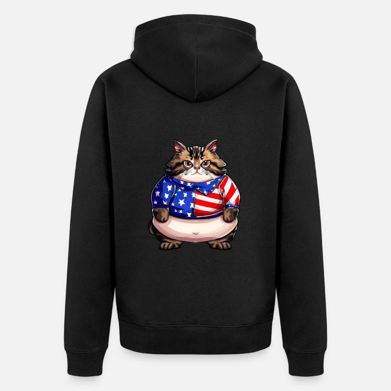 Chat drapeau américain - Veste à capuche bio Premium Unisexe - noir