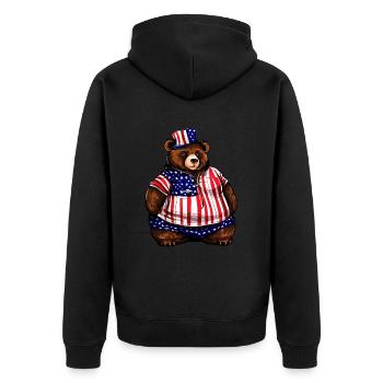 Fetter Amerikanischer Bär - Unisex Premium Bio Zip Hoodie - Schwarz - Hinten - Nico (187cm)