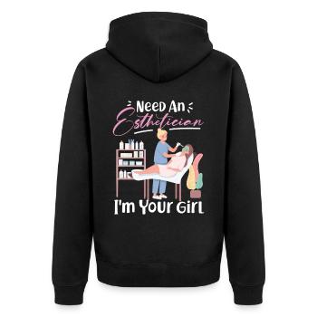 Soins de la peau d’esthéticienne agréée mignonne - Veste à capuche bio Premium Unisexe - noir - Dos - Nico (187cm)