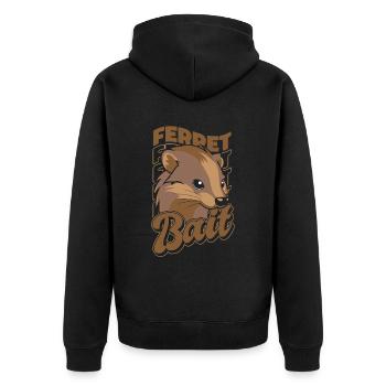 Frettchen Iltis Niedlich - Unisex Premium Bio Zip Hoodie - Schwarz - Hinten - Nico (187cm)