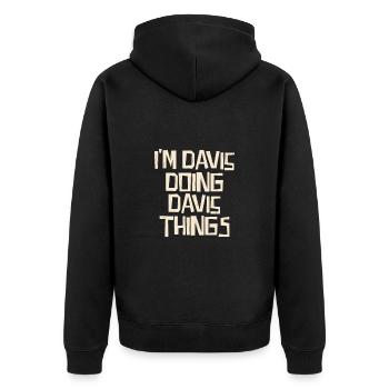 Je suis Davis en train de faire des choses Davis - Veste à capuche bio Premium Unisexe - noir - Dos - Nico (187cm)