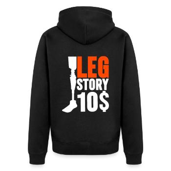 Prothèse de jambe Leg Story 10$ - Veste à capuche bio Premium Unisexe - noir - Dos - Nico (187cm)