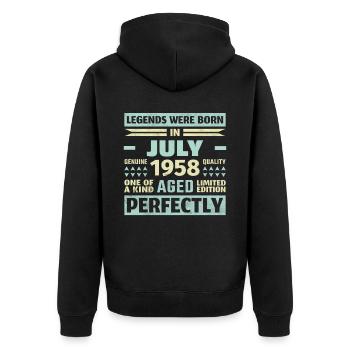65. Geburtstag Juli Jahrgang 2005 Vintage - Unisex Premium Bio Zip Hoodie - Schwarz - Hinten - Nico (187cm)