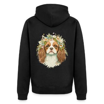 Cute Cavalier King Charles Spaniel Flower Crown Do - Unisex Premium Bio Zip Hoodie - Schwarz - Hinten - Nico (187cm)