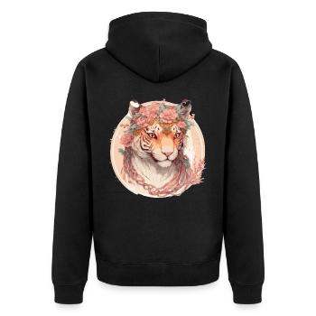 Aquarelle Fleur Tigre Chinois Zodiaque Signe Animal - Veste à capuche bio Premium Unisexe - noir - Dos - Nico (187cm)