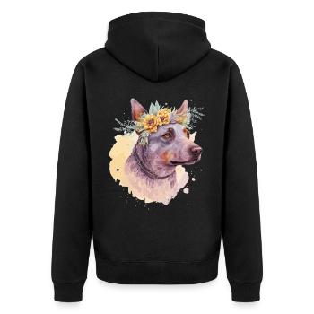 Mignon Australian Cattle Dog Flower Crown Pet Dog Fl - Veste à capuche bio Premium Unisexe - noir - Dos - Nico (187cm)