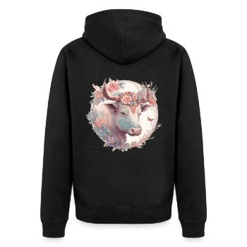 Aquarelle Fleur Bœuf Chinois Zodiaque Signe Animal - Veste à capuche bio Premium Unisexe - noir - Dos - Nico (187cm)