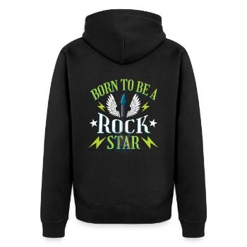 Born To Be A Rock Star Guitar Lover - Unisex Premium Organic Zip Hoodie - black - Back - Nico (187cm)