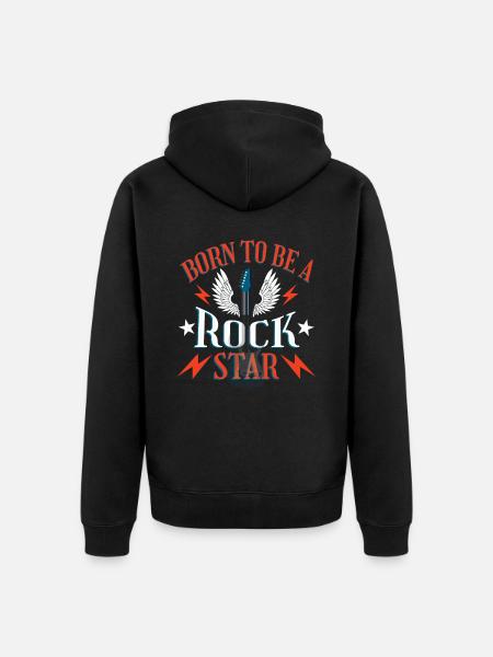 Guitariste amoureux de la guitare né pour être une rock star - Veste à capuche bio Premium Unisexe - noir