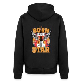 Born To Be A Rock Star Band Guitar Music - Unisex Premium Organic Zip Hoodie - black - Back - Nico (187cm)