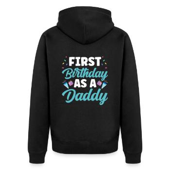 Premier anniversaire en tant que papa papa père fête - Veste à capuche bio Premium Unisexe - noir - Dos - Nico (187cm)